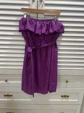 WOMENS MINI DRESS PURPLE MAGENTA FUSCIA RUFFLE REMOVABLE TIE PLUS SIZE 1XL