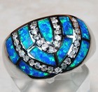 Australian Opal Inlay 925 Solid Sterling Silver Ring Jewelry Sz 8 BP5 — photo 1