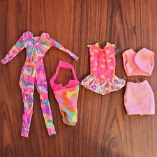 Vintage Barbie Doll Clothing Lot Jumpsuit Dress Swimsuit Top Skirt Pink Multi