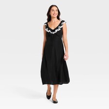 Universal Thread Women Ruffle Lace Midi A-Line Dress Sleeveless