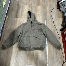 Dri Duck Jacket Mens XL Gray  Hooded Canvas Work Zip Fleece Lined Pioneer