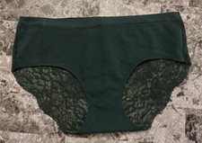 NWT VICTORIA'S SECRET LARGE GREEN RIBBED SEAMLESS LACE BACK HIPHUGGER PANTIES