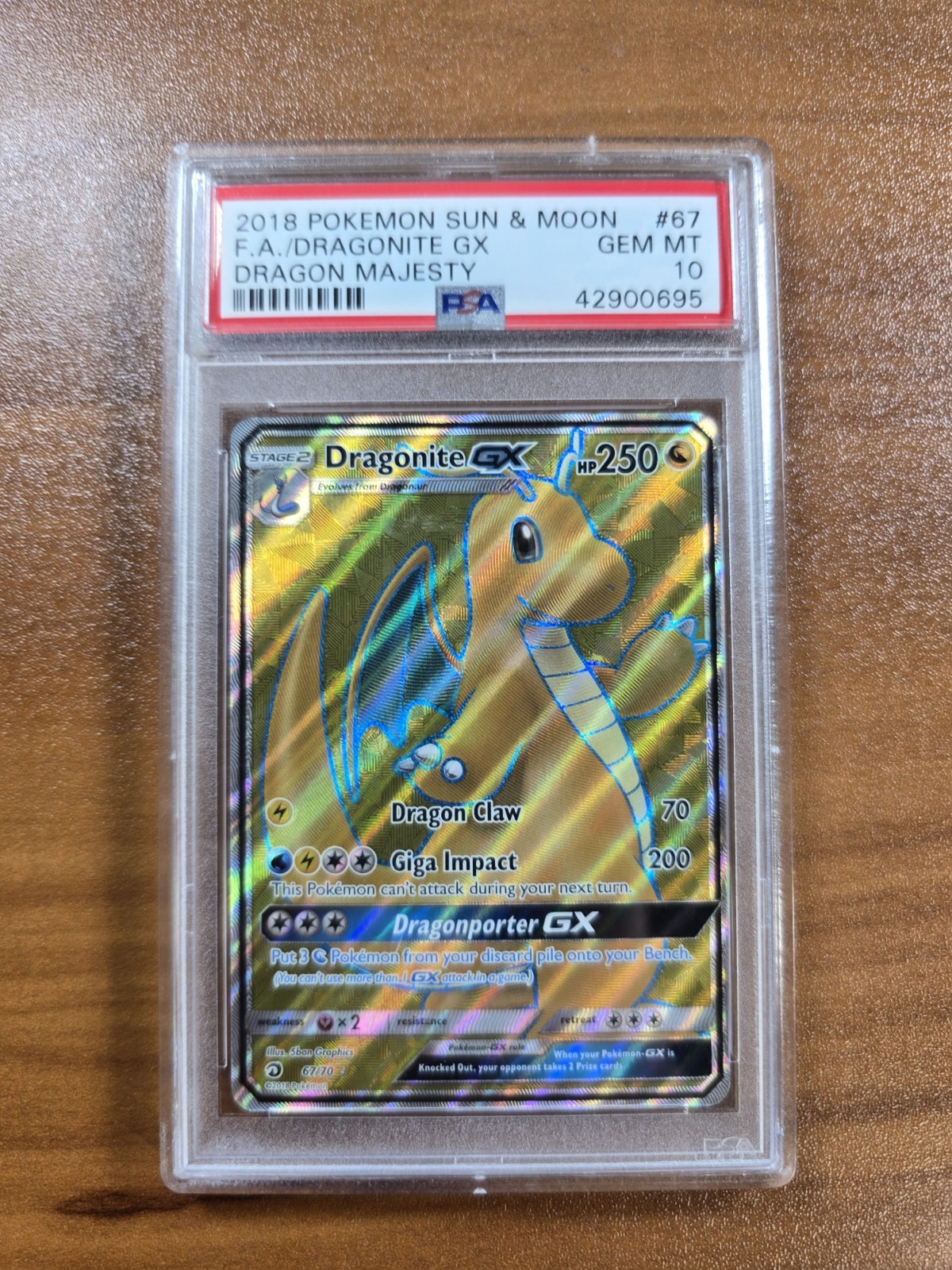 2018 Pokemon Sun & Moon Dragonite GX Dragon Majesty #67 PSA 10 GEM MT