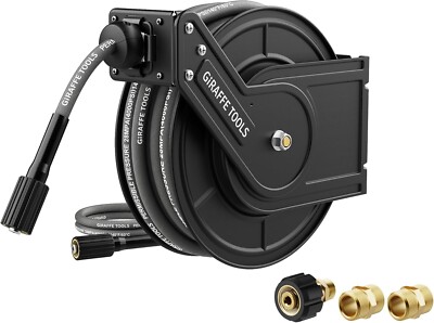 Giraffe Tools Retractable Power Pressure Washer Hose Reel 1/4'' x 60 ft, 4000PSI