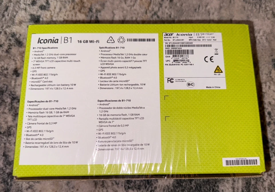 Acer Iconia Tablet B1-710 Android 16GB 7" Screen WiFi 1.2GHz Dual-Core Processor - Image 3 of 3