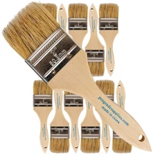 12Pk - 2" Chip Brushes for Paints, Stains, Varnishes, Glues & Gesso