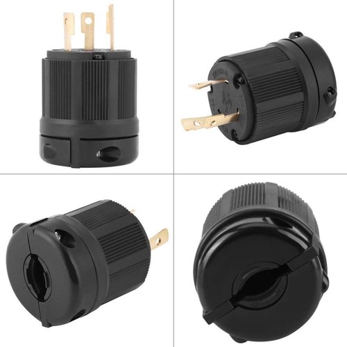 3-Prong Locking Male Plug Black Power Inlet Generator Plug Diesel Generators - Picture 3 of 11