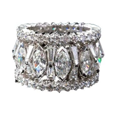 Full Eternity Statement Band Ring Diamond High Luxury Jewelry Sterling Silver