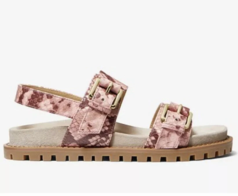MICHAEL KORS Judd Snake Embossed Leather Sandal size 9