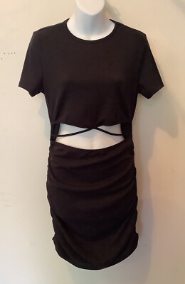 H&M Divided Women's Short Sleeve Crew Neck Open Midriff Knee Length Dress Size M