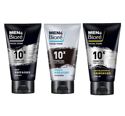 Men's Biore 10x Charcoal Facial Foam 100g (Select)