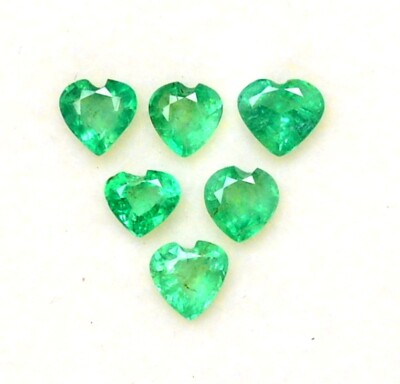 4x4 mm Natural Emerald Heart Shape Cut Lot 06 Pcs 1.29 CTS Loose Gemstones