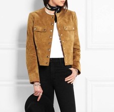 Isabel Marant Étoile Tan Slim Retro Suede Jacket With Snap Fastenings Fr 34/ Xs