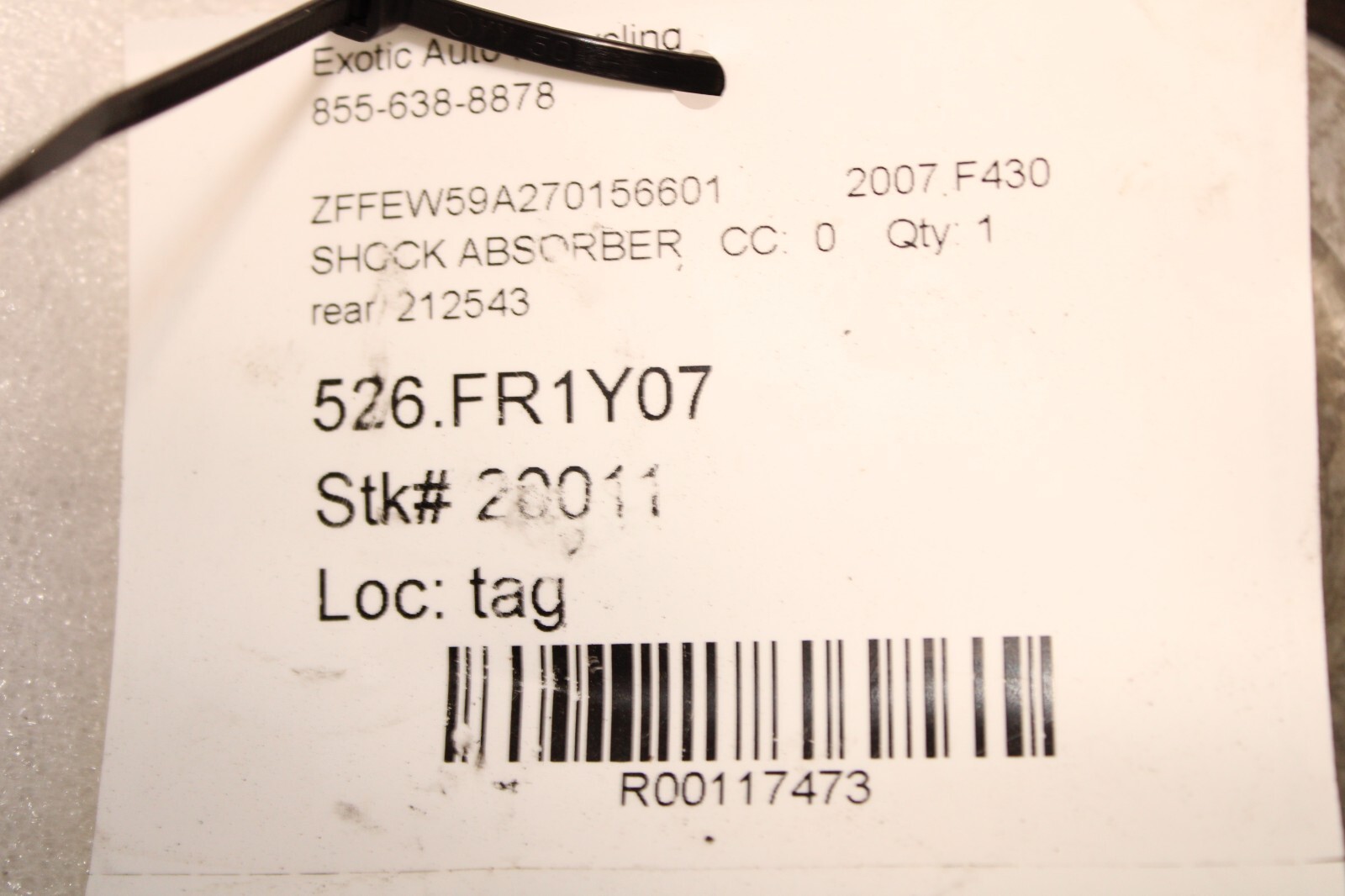 Ferrari F430, Coupe, Spider, Rear Shock Absorber, Used, P/N 212543