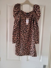 Boohoo Leopard Print Mini Dress Size 8