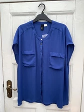 NEW BC Best Connections Blue Sleeveless Button Down Boxy Blouse Top Shirt UK20