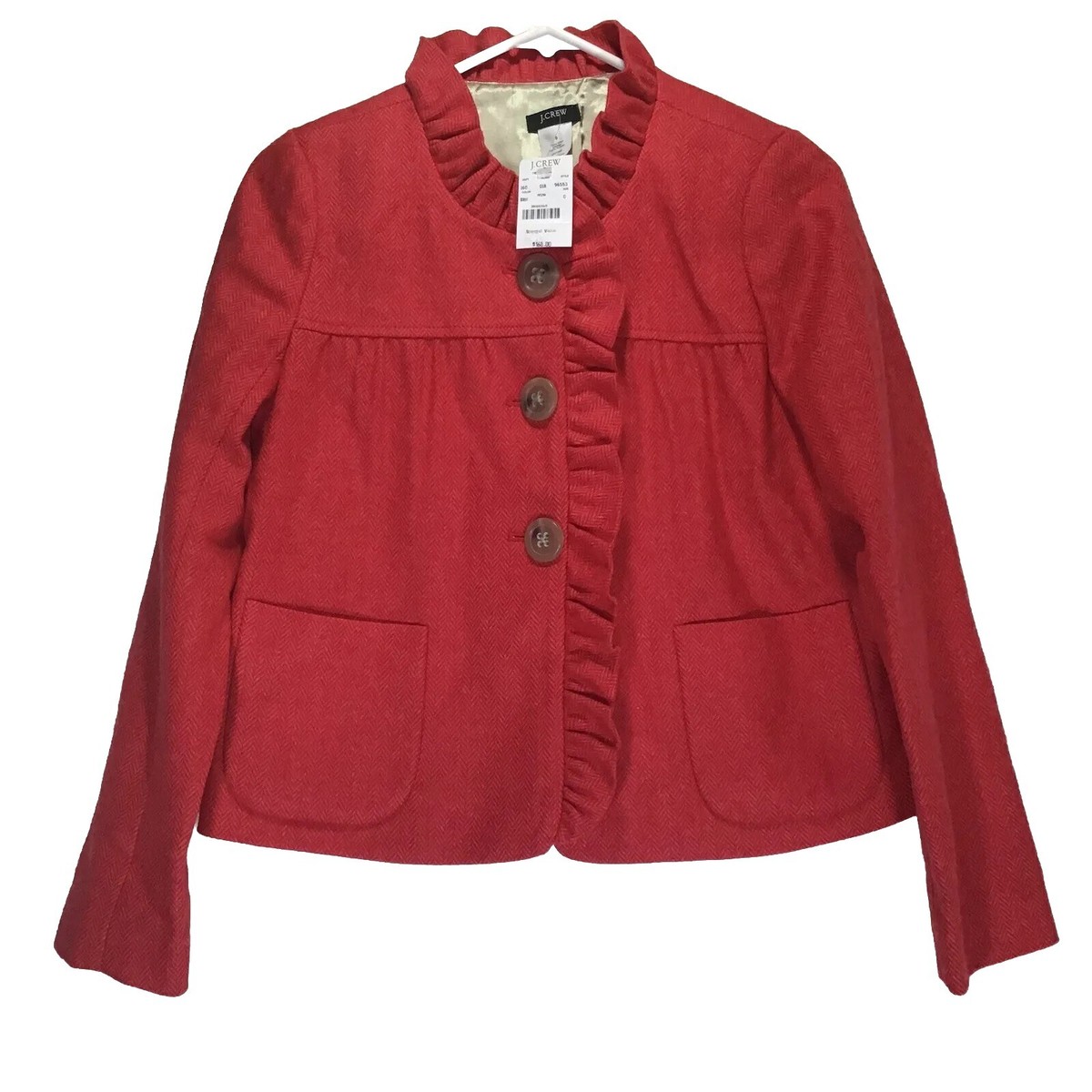 Manteau Femme J.Crew En Laine à Motif Chevron Rouge - Taille S, Occasion Très Bon état