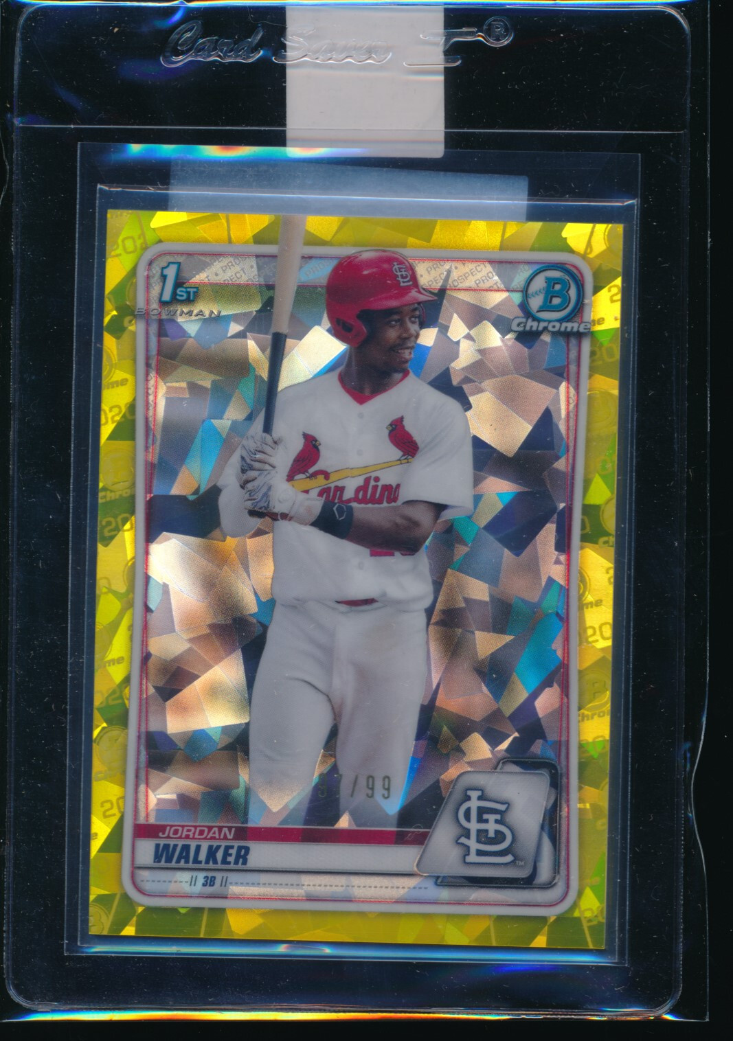 JORDAN WALKER 1st 2020 Bowman Chrome Draft SAPPHIRE YELLOW REFRACTOR #/99 RC