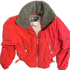 VTG Women’s 90’s Tyrolia Skiwear - Red Ski Jacket Size 8 Polyester Full Zippered