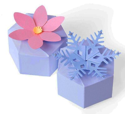 New, Retired Sizzix Thinlits Seasonal Hexagon Box 4PK #664493 Retail $16.99