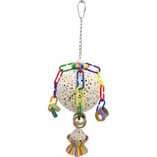 1596 Hot Air Sola Balloon - Handcrafted Foraging Sola Wood Bird Cage Toy