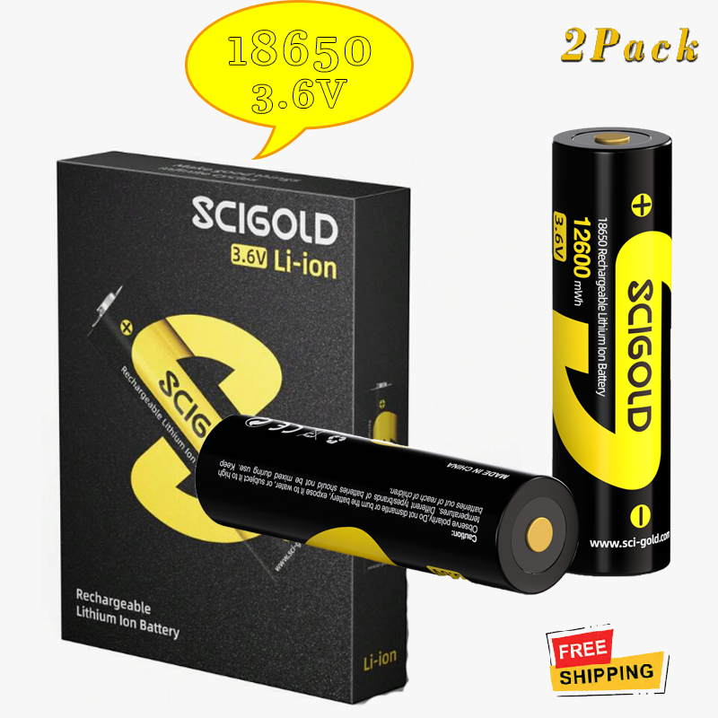 2pack 3500mah 3.6v 12600mWh Scigold Rechargeable Batteries 3.6V