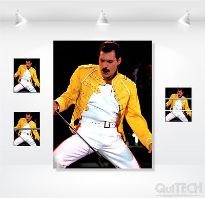 Freddie Mercury - 8 - Print Frame on Canvas Leather Canvas Painted Modern Art