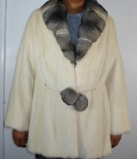 Revillon Chinchilla & White Mink Fur Jacket Size 4-6 Excellent Con Free Shipping