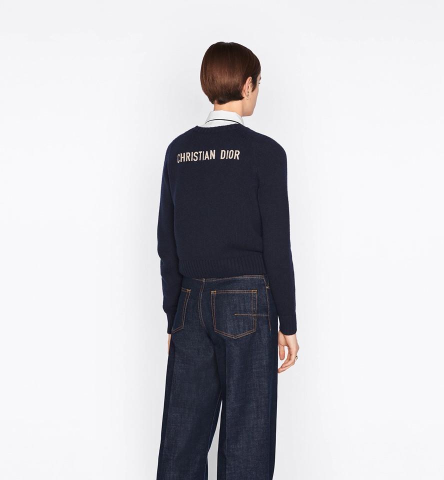 Christian Dior メッセージセーター 36サイズ Christian Dior Navy Cashmere Knit/Logo Embroidered Sweater F 36/US