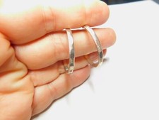 Line Textured Silver Tone Metal Open Ended Hoop Pierced Earrings Vintage