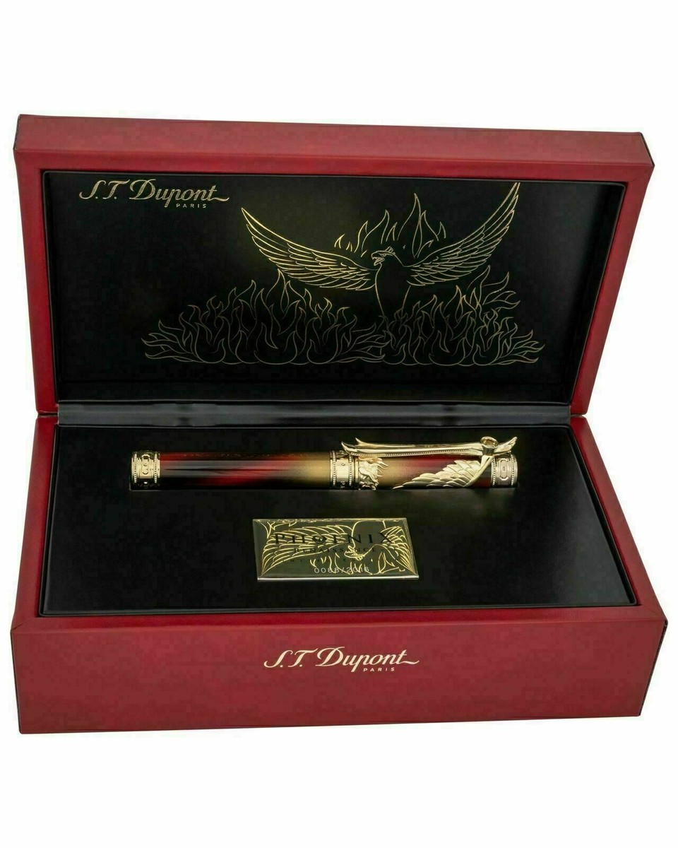 ST DUPONT PHOENIX RENAISSANCE GOLD AND RED LACQUER LIMITED E
