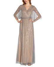 Adrianna Papell 296716 Women Beaded Kimono-Sleeve Gown Size 8