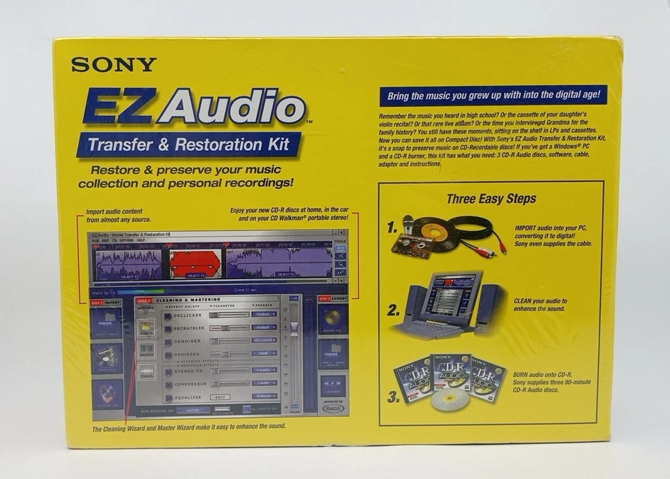 SONY MAGIX EZ Audio Transfer & Restoration Kit w/ (3) Blank CD-R Discs, Sealed - Image 2 of 3