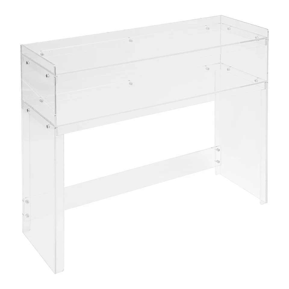 Mesa de acrílico moderna de 2 niveles mesa de entrada transparente mesa de entrada pequeña 100??30??80cm Foto 3 de 4