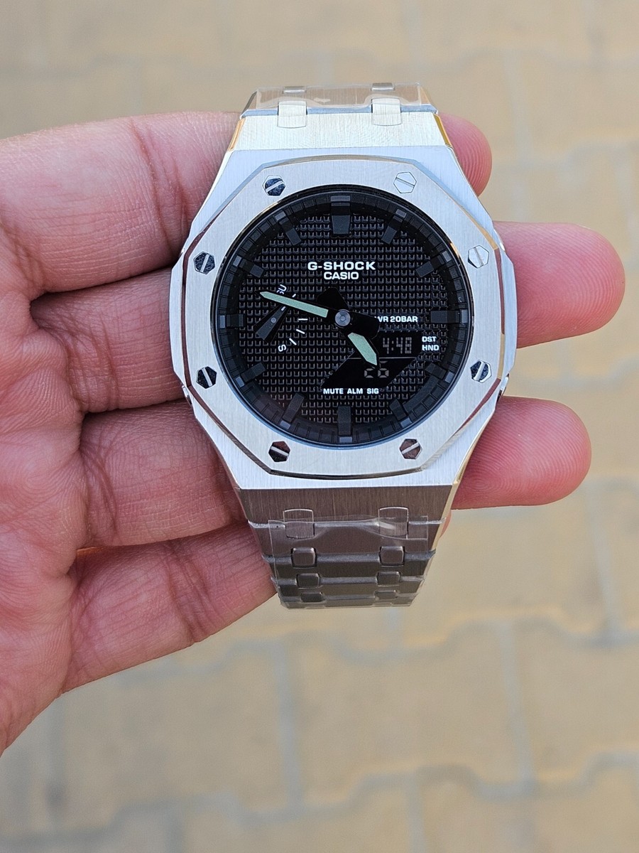 Custom Casio G-Shock GA-2100 Mod Full Metal Stainless Steel Watch