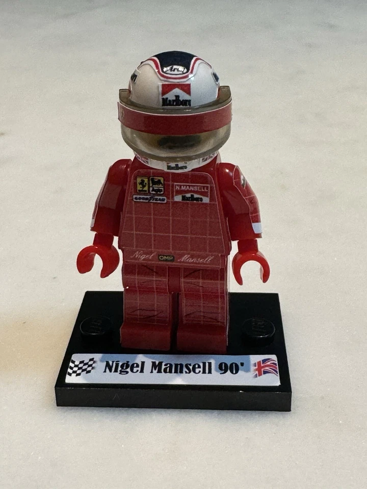 F1 Nigel Mansell 1990 Ferrari 640 minifigure racing Formula 1 Driver Uk Pista - Immagine 4 di 4