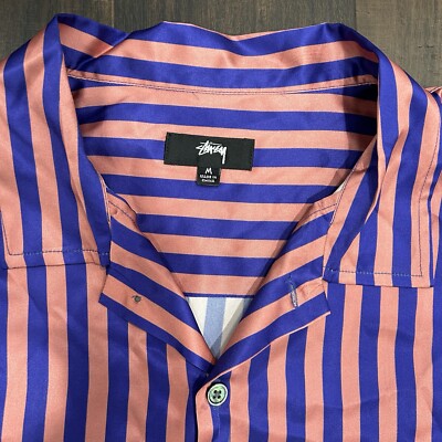 Stussy Silk Striped Shirt M | eBay