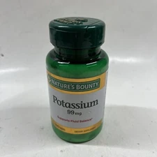 Nature's Bounty Potassium 99Mg 100 Caplets Exp 03/2026 Sealed