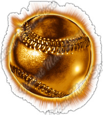 Metallic Baseball Ball Sport Athletic Gold Car Bumper Vinyl Sticker Decal 4.6