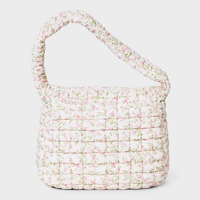 Floral Print Puffer Hobo Shoulder Bag - Wild Fable Pink