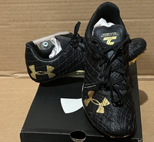 New Under Armour Sprint Pro 3 HOVR Track Field Spikes Shoes Black Gold 100m 200m
