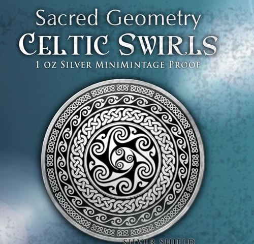 2023 1OZ CELTIC SWIRLS PROOF - Silver Shield "IN-HAND" .999 ART IN SILVER ROUND