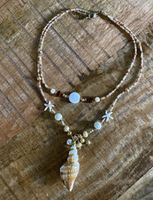 Layered Seashell and Starfish Beaded Necklace