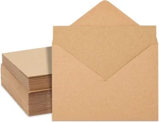 Best Paper Greetings Blank A7 Note Cards & Envelopes Set - 5x7 inches, Brown 
