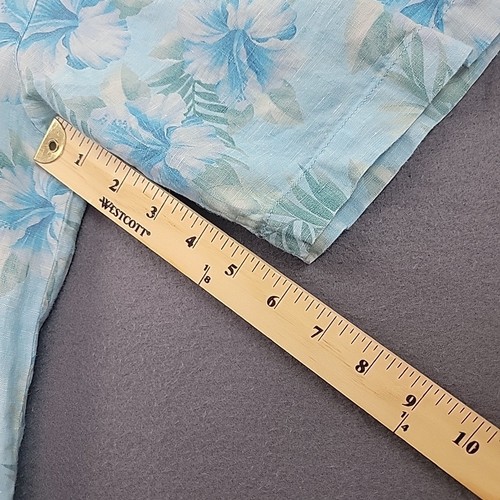 Tommy Bahama Hawaiihemd Herren mittelblau geblümt 100% Leinen Button Down - Bild 15 von 15