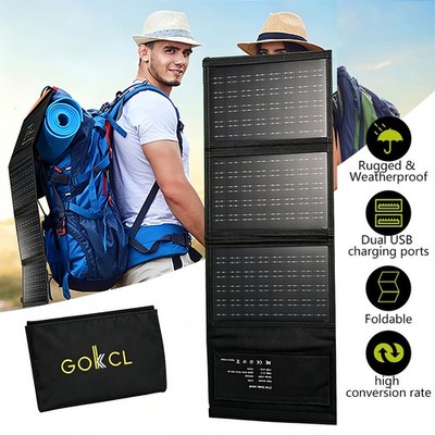 20-50W USB Solar Panel Folding Power Bank Outdoor Camping Hiking Phone Charger