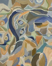 The Faces - Cubist Abstract Oil Painting