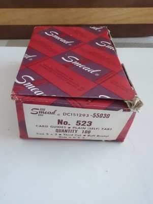Vintage Smead Card Guides Blank 1/3 Cut Plain Tabs Manila 3x5 100/Box 55030 Open