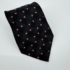 Vintage Polo Ralph Lauren Tie Silk Black Purple Geometric Made in USA Mens