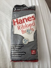 Vintage 1995 Hanes Ribbed Underwear Briefs 3-Pack Men's Large 36-38 USA Made NOS